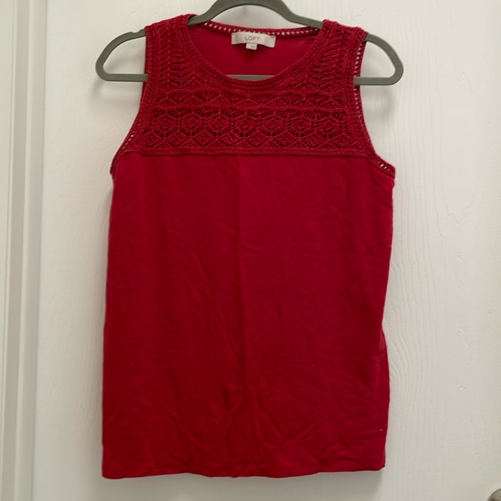 Loft Linen Blend Crochet Tank Top